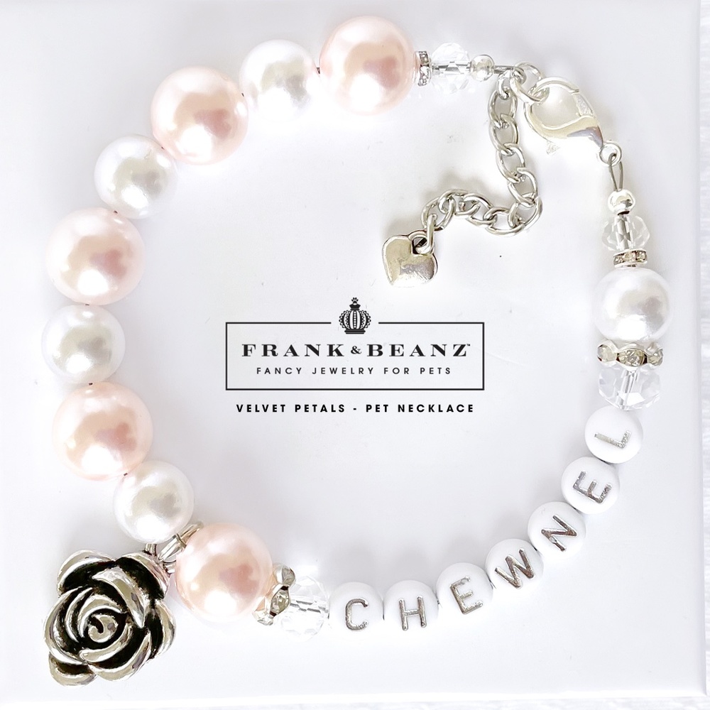 Handmade Chewnel Pink Petal Dog Necklace Collar Cat Necklace Luxury Pet Jewelry